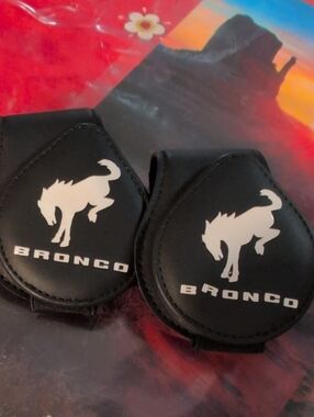 Bronco Black Leatherette Phone Holster Clip - Pair